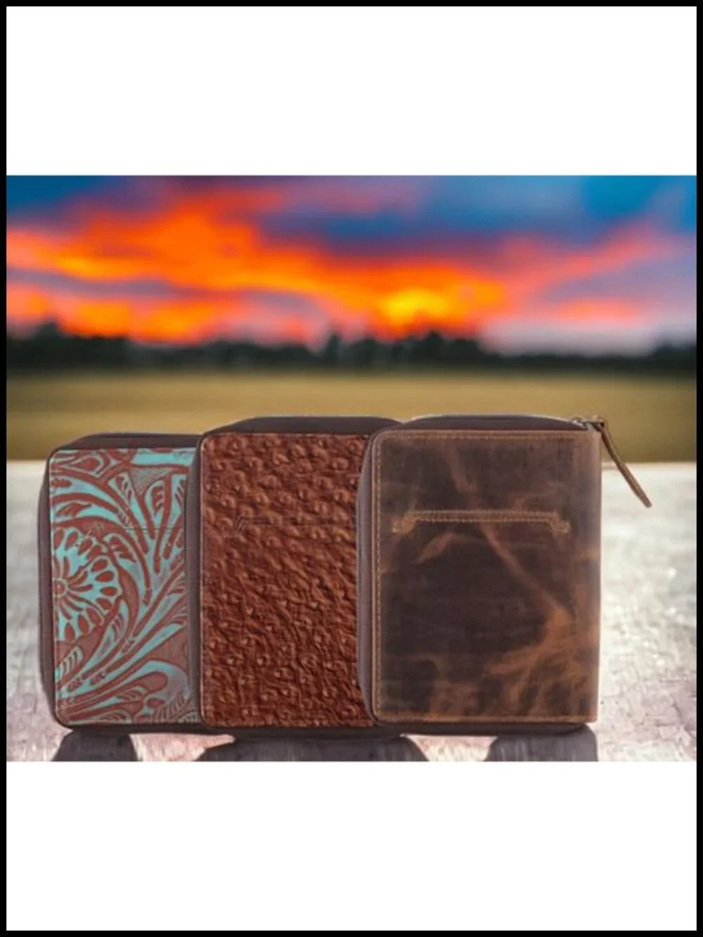 Full Grain Leather RFID Blocking Passport Wallet Travel Document Holder Zip